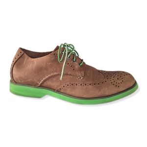 Sperry Top Sider WINGTIPS Men's Tan/Green sole Leather Oxford Boat Shoes